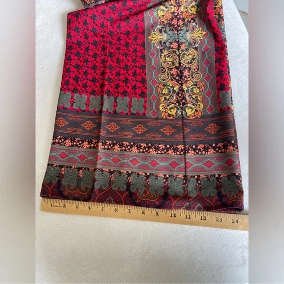 NWOT Alice + Olivia Red Patterned Wide/Flare Leg Pants Sz 0 - Picture 11 of 13